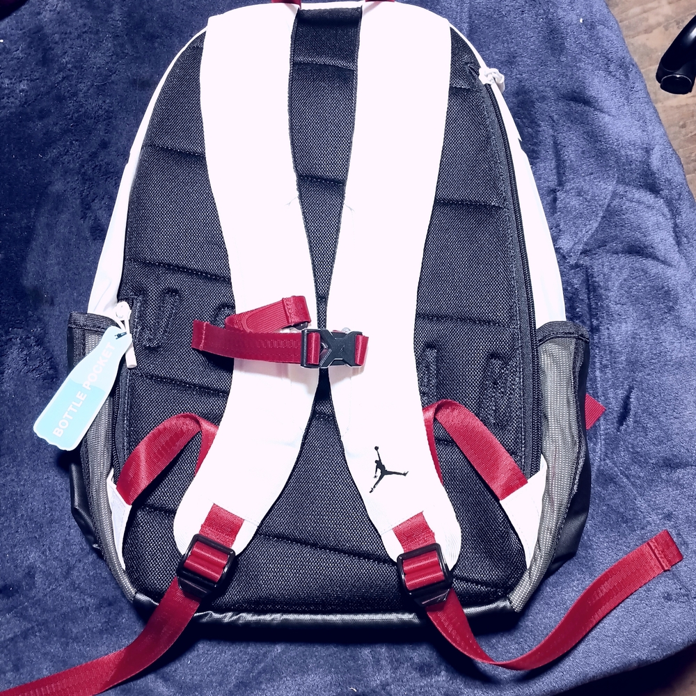 Jordan Men's Backpack in White and Black with Red Accents - Picture 5 of 5